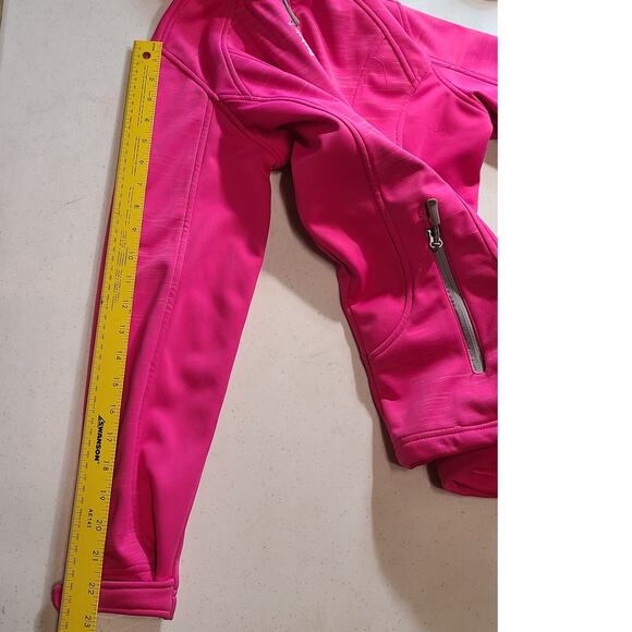 Reebok Bright Pink Hooded Fleece Lined Zip up Coat Jacket Girls L 14/16 2604 - Picture 8 of 14